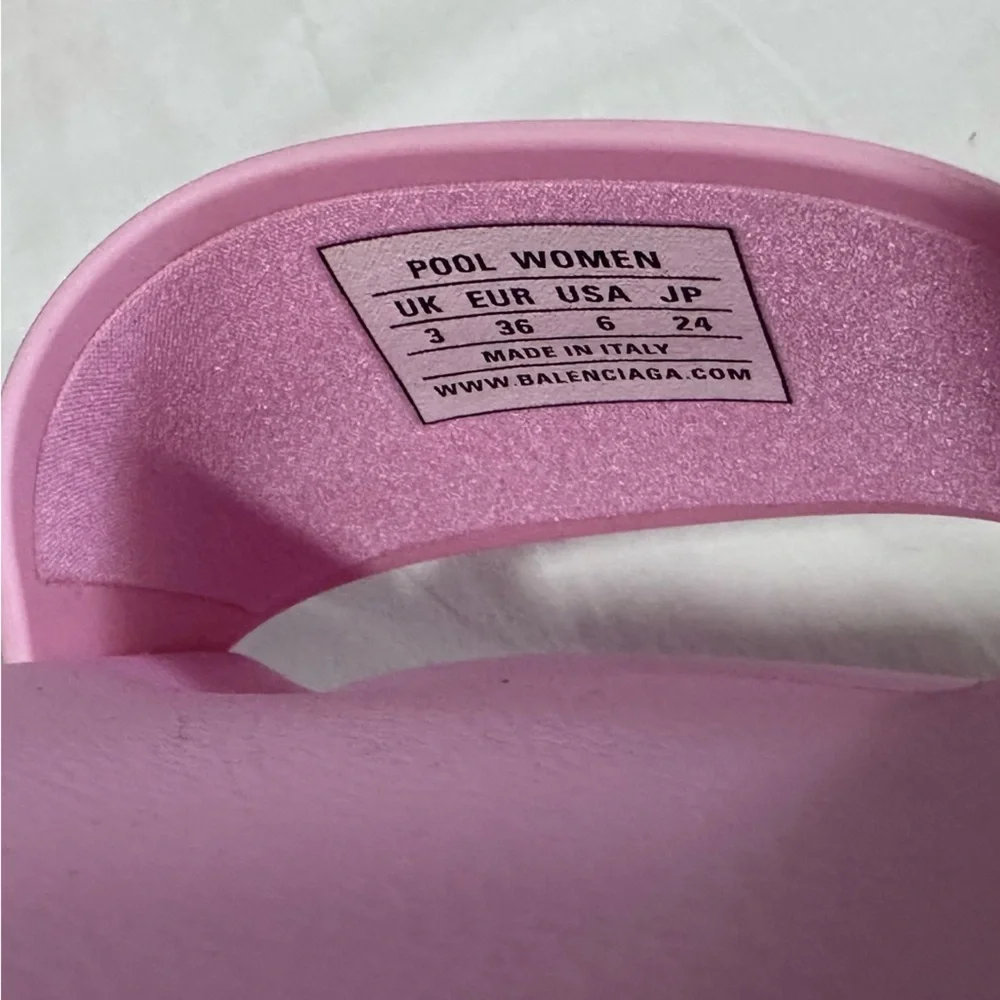 Balenciaga | Pink Pool Slides Logo Sandals | 36 - Picture 3 of 11